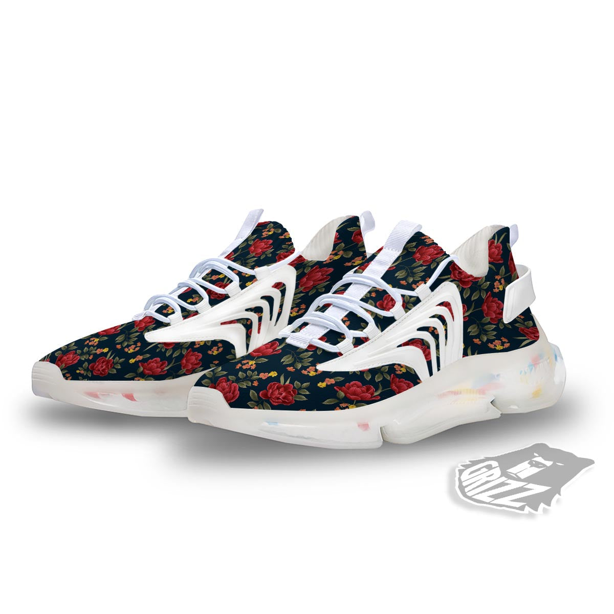 Tulip Red Print Pattern White Gym Shoes-grizzshop