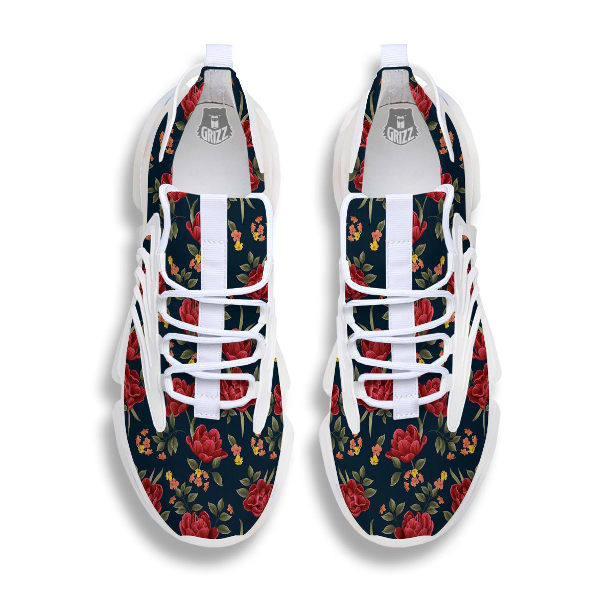 Tulip Red Print Pattern White Gym Shoes-grizzshop
