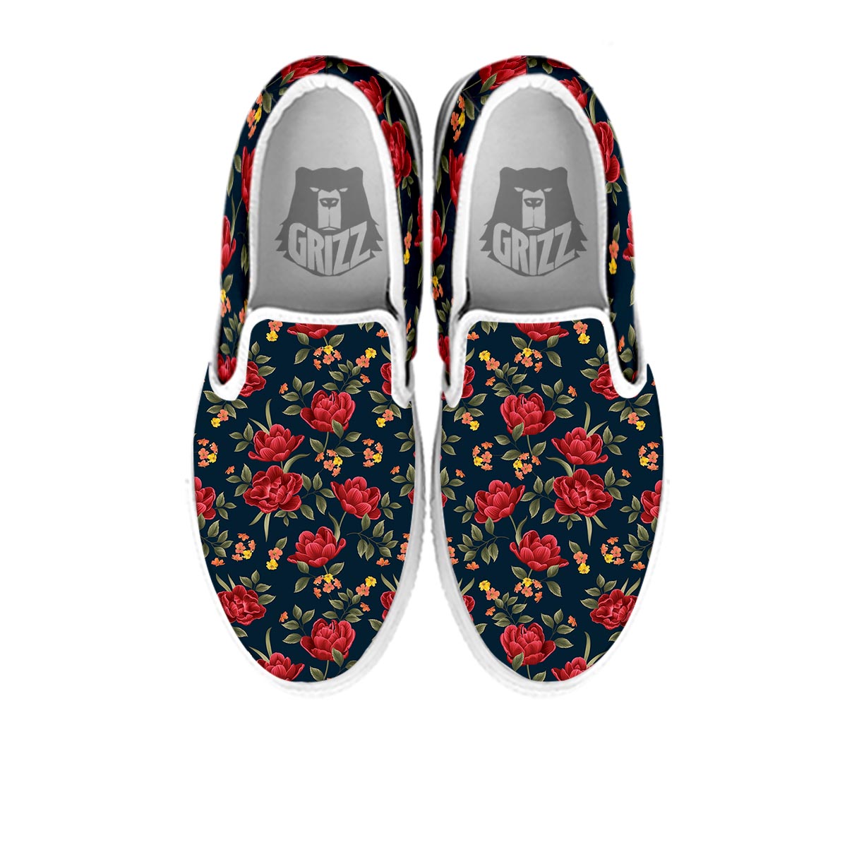 Tulip Red Print Pattern White Slip On Shoes-grizzshop
