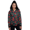 Tulip Red Print Pattern Women's Bomber Jacket-grizzshop