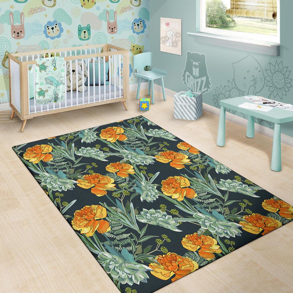 Tulip Spring Yellow Print Pattern Floor Mat-grizzshop