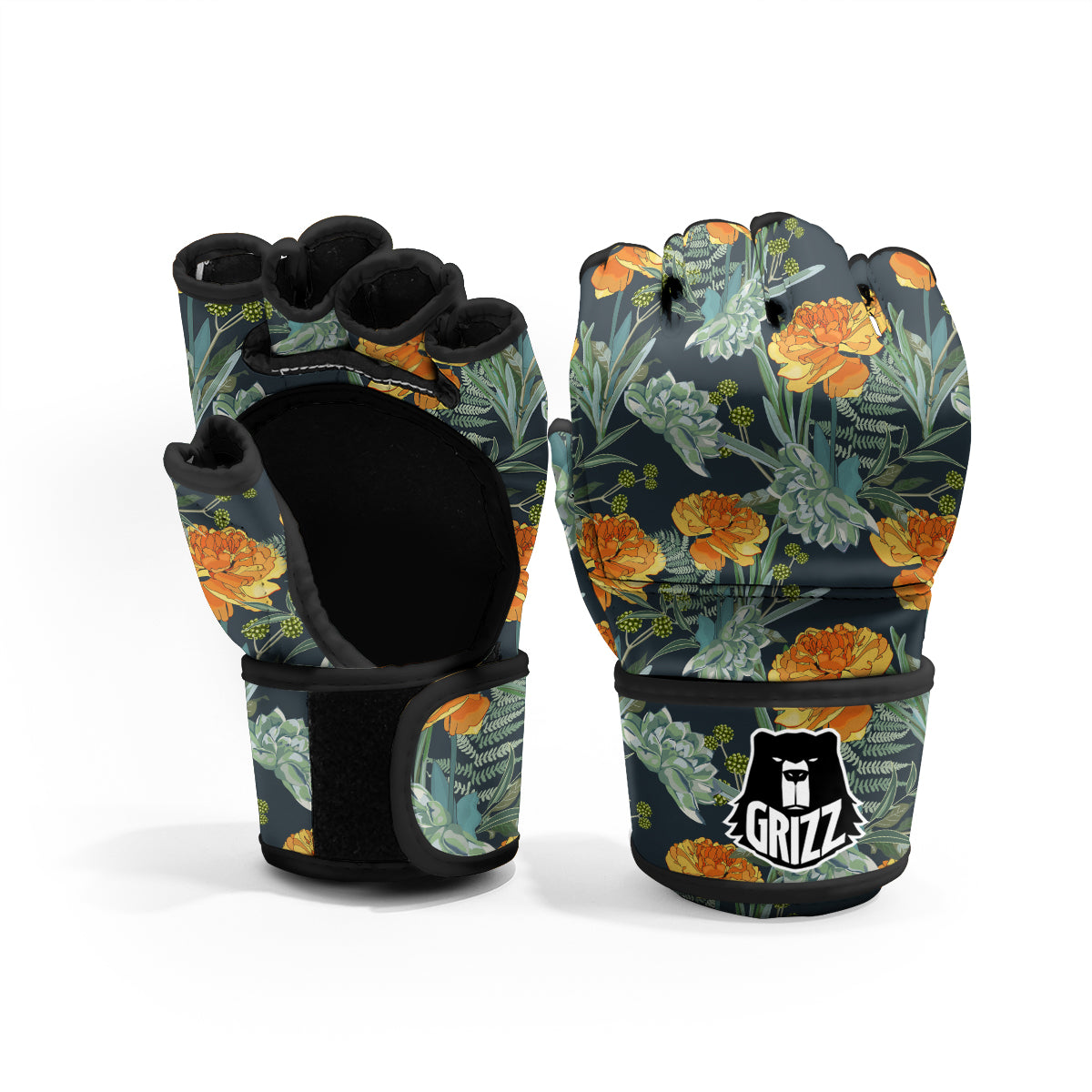 Tulip Spring Yellow Print Pattern MMA Gloves-grizzshop