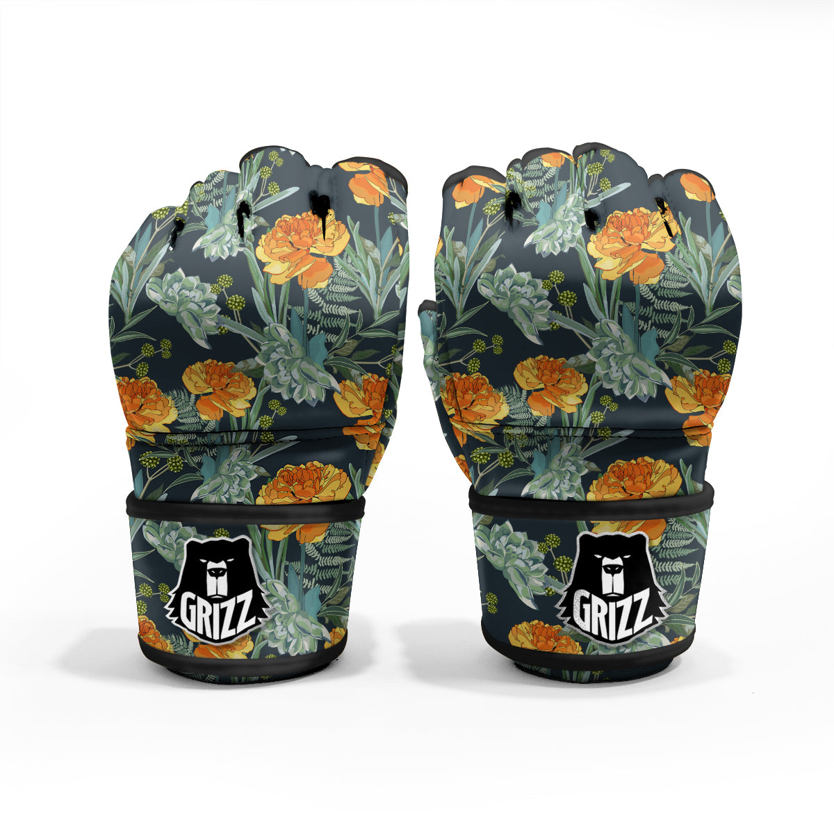 Tulip Spring Yellow Print Pattern MMA Gloves-grizzshop