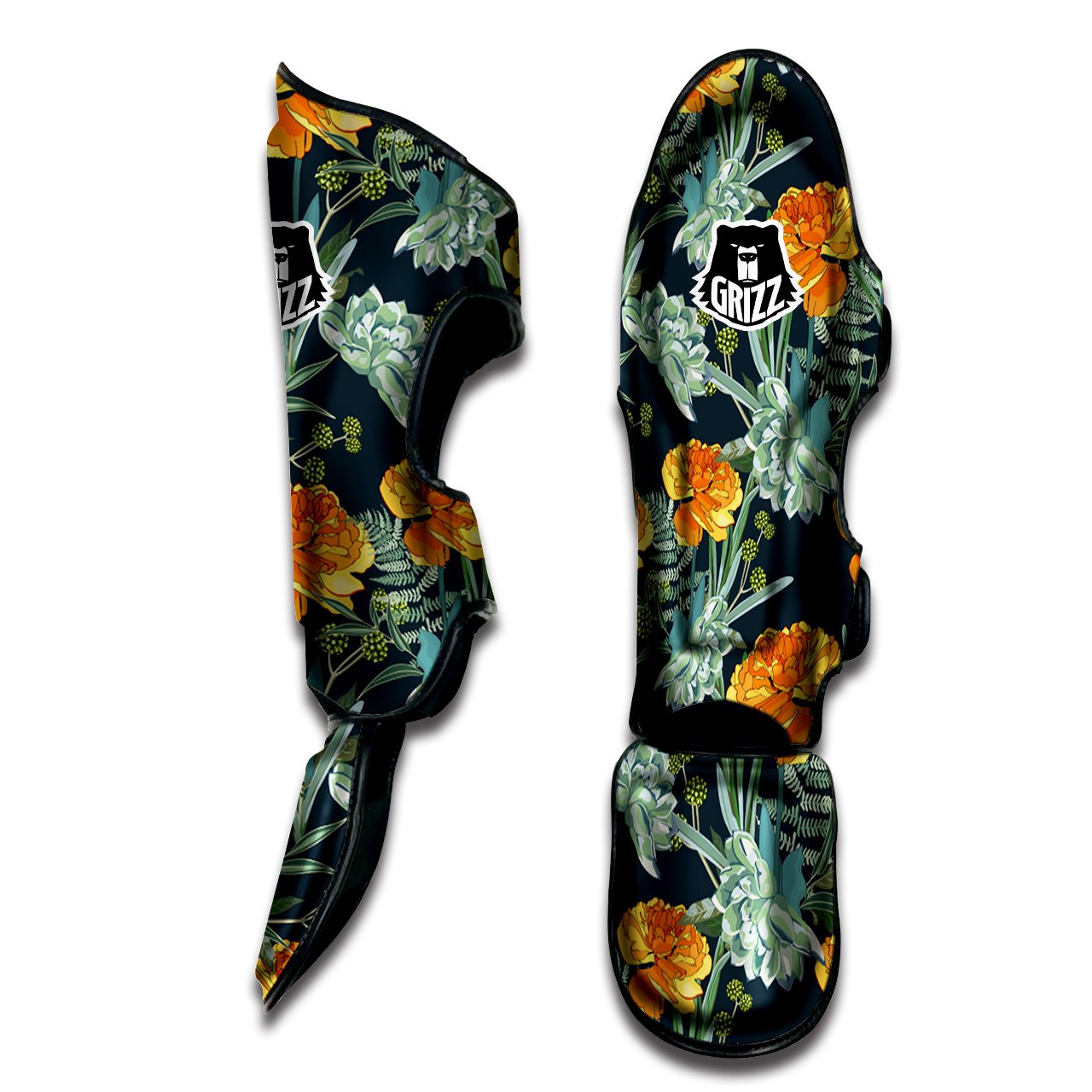 Tulip Spring Yellow Print Pattern Muay Thai Shin Guards-grizzshop