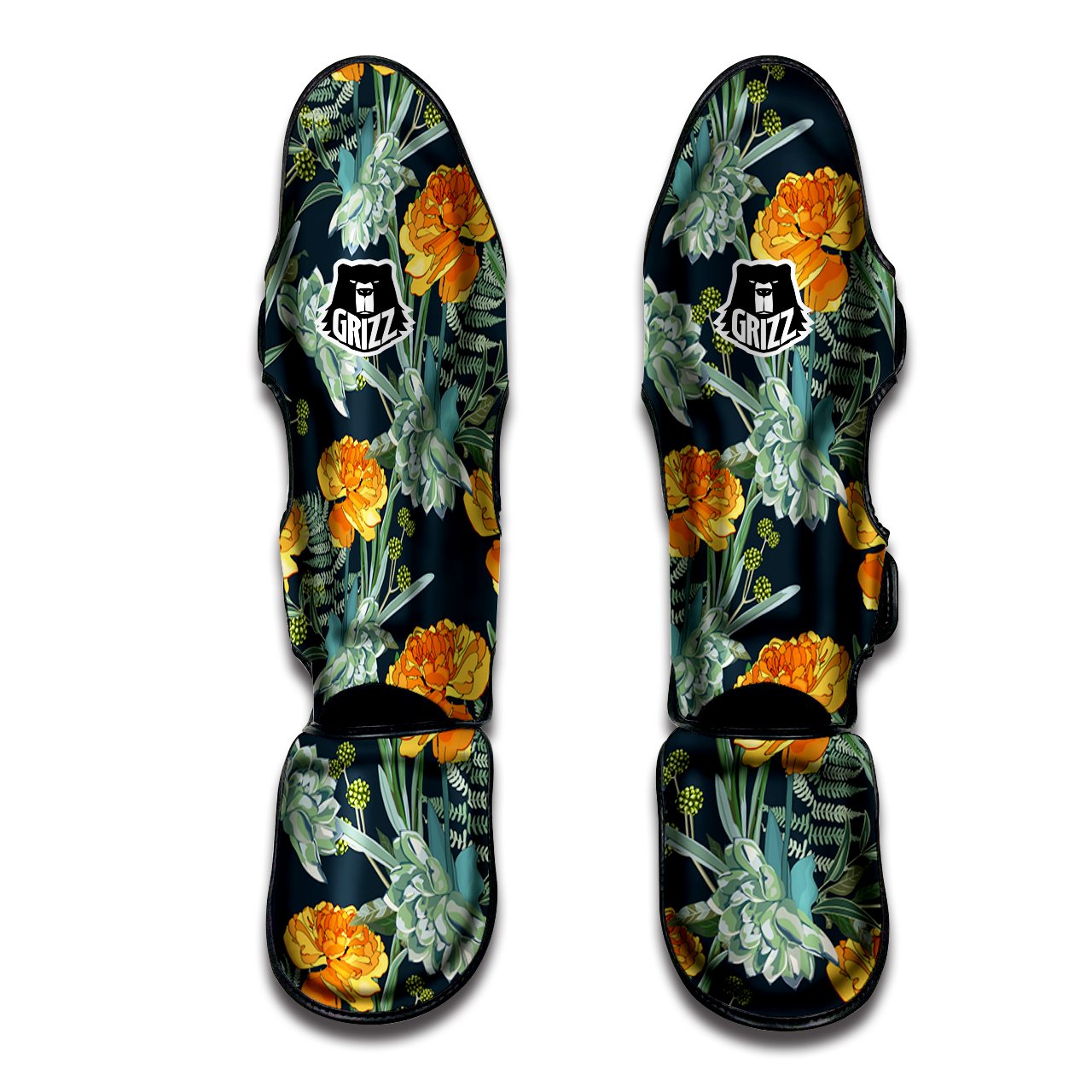 Tulip Spring Yellow Print Pattern Muay Thai Shin Guards-grizzshop