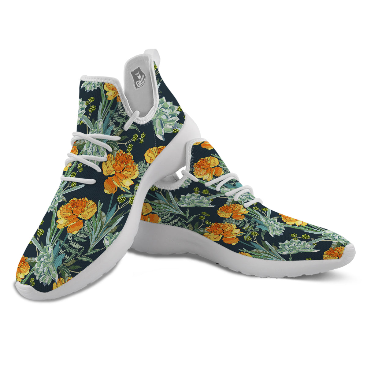 Tulip Spring Yellow Print Pattern White Athletic Shoes-grizzshop