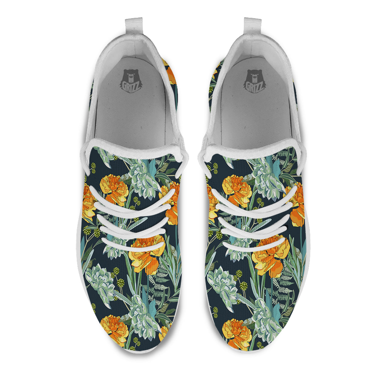 Tulip Spring Yellow Print Pattern White Athletic Shoes-grizzshop