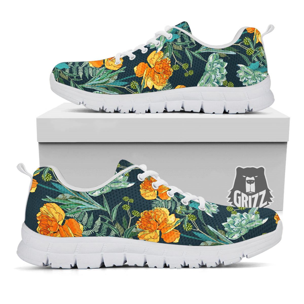 Tulip Spring Yellow Print Pattern White Sneaker-grizzshop