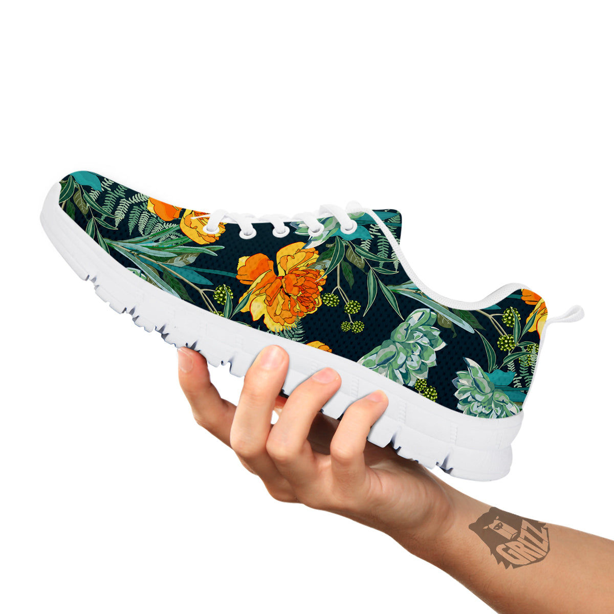 Tulip Spring Yellow Print Pattern White Sneaker-grizzshop