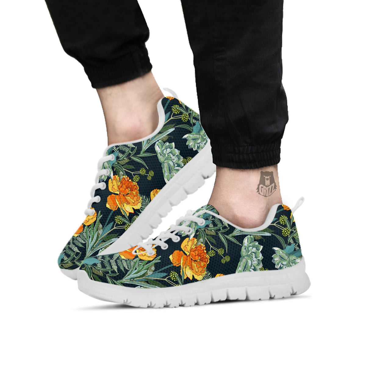 Tulip Spring Yellow Print Pattern White Sneaker-grizzshop