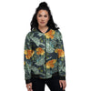 Tulip Spring Yellow Print Pattern Women's Bomber Jacket-grizzshop