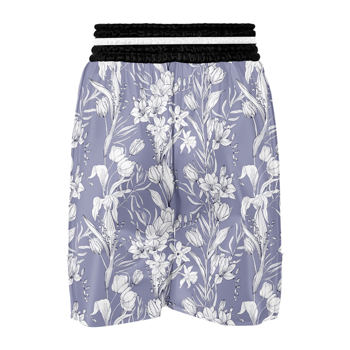 Tulip White Print Pattern Boxing Shorts-grizzshop