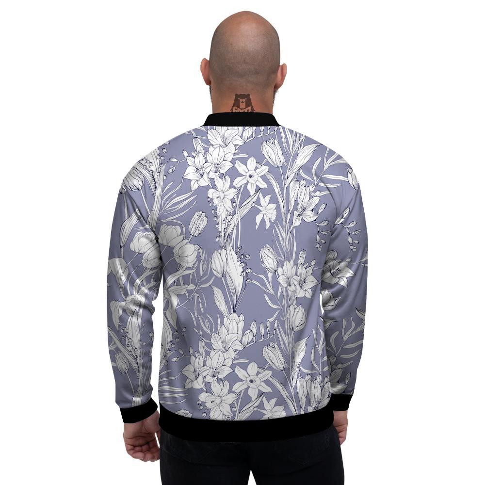 Tulip White Print Pattern Men's Bomber Jacket-grizzshop