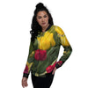 Tulip Yellow And Red Print Women's Bomber Jacket-grizzshop