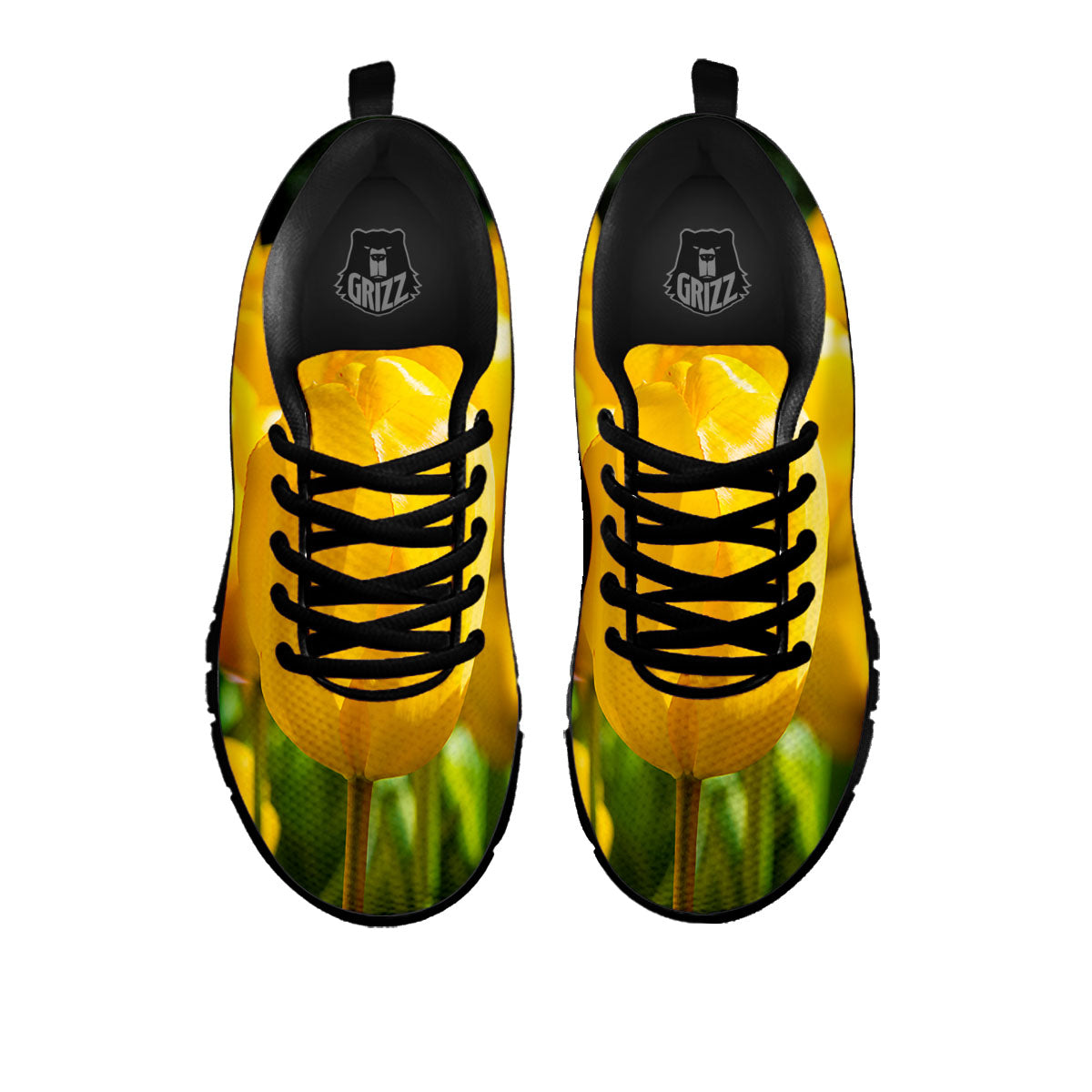 Tulip Yellow Print Black Sneaker-grizzshop