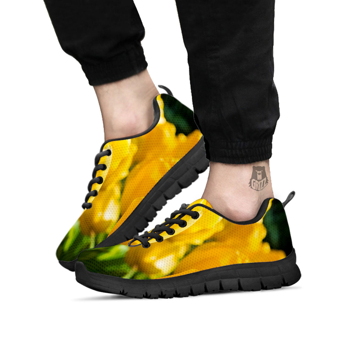 Tulip Yellow Print Black Sneaker-grizzshop