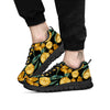 Tulip Yellow Print Pattern Black Sneaker-grizzshop