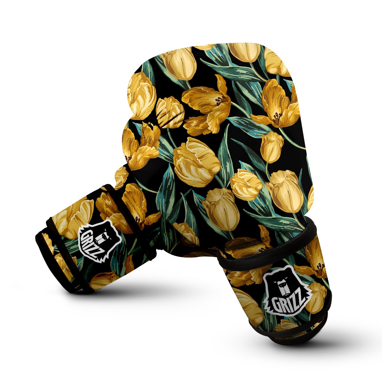 Tulip Yellow Print Pattern Boxing Gloves-grizzshop