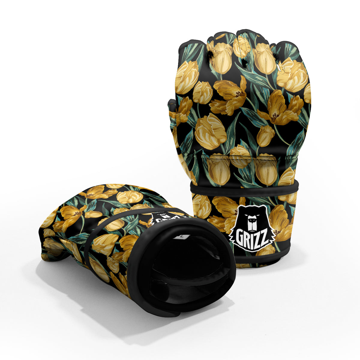 Tulip Yellow Print Pattern MMA Gloves-grizzshop