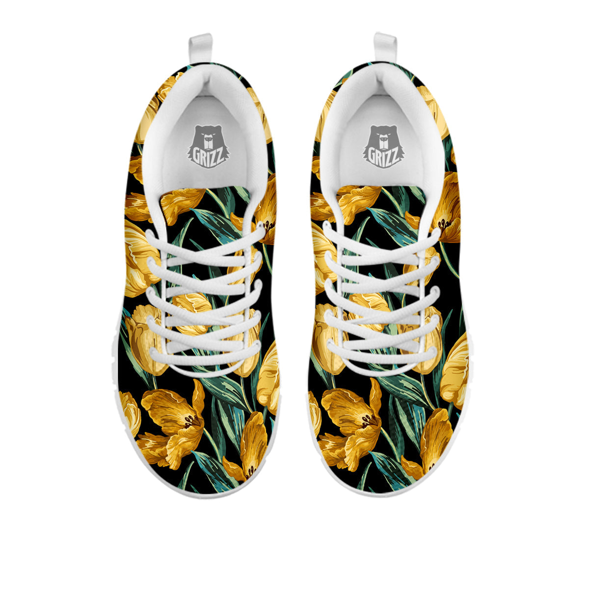 Tulip Yellow Print Pattern White Sneaker-grizzshop