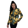 Tulip Yellow Print Pattern Women's Bomber Jacket-grizzshop