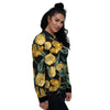 Tulip Yellow Print Pattern Women's Bomber Jacket-grizzshop