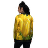 Tulip Yellow Print Women's Bomber Jacket-grizzshop