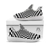 Tunnel Illusion White And Black Print White Athletic Shoes-grizzshop