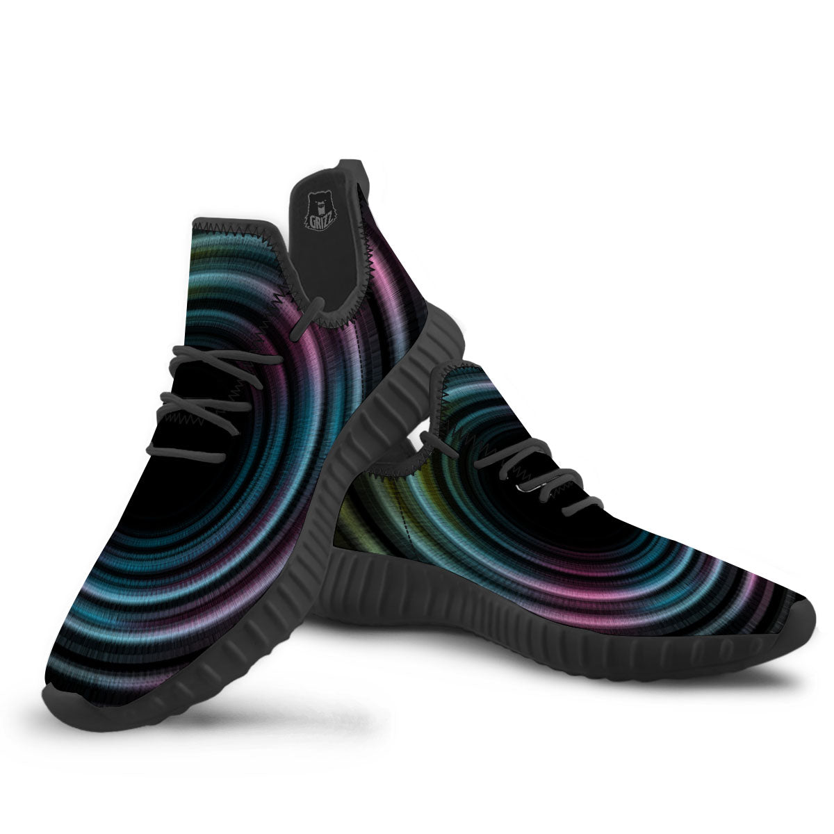 Tunnel Lights Teal And Pink Print Black Walking Shoes-grizzshop