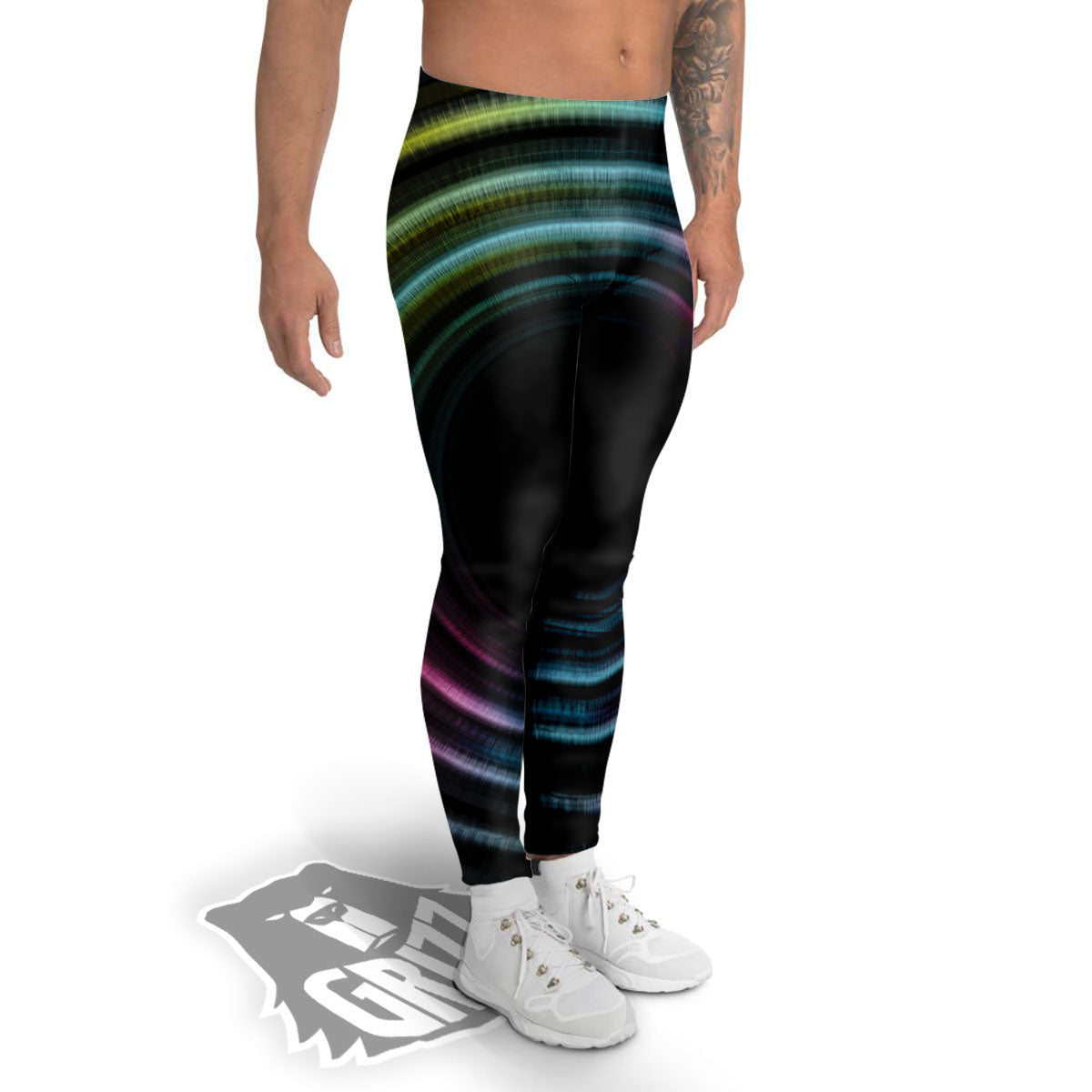 Tunnel Lights Teal And Pink Print Men's Leggings-grizzshop