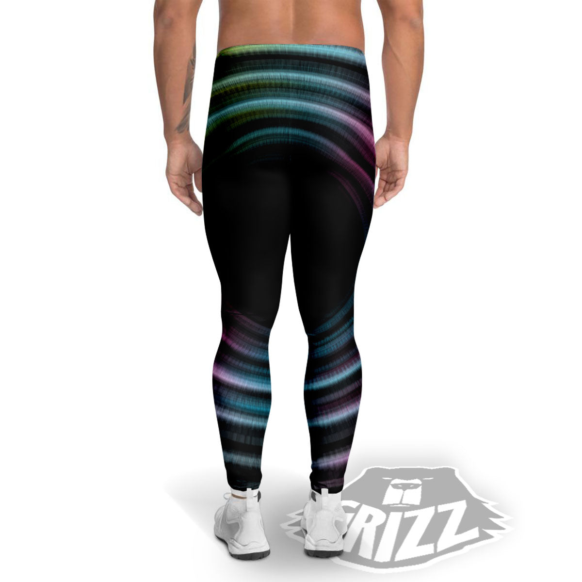 Tunnel Lights Teal And Pink Print Men's Leggings-grizzshop