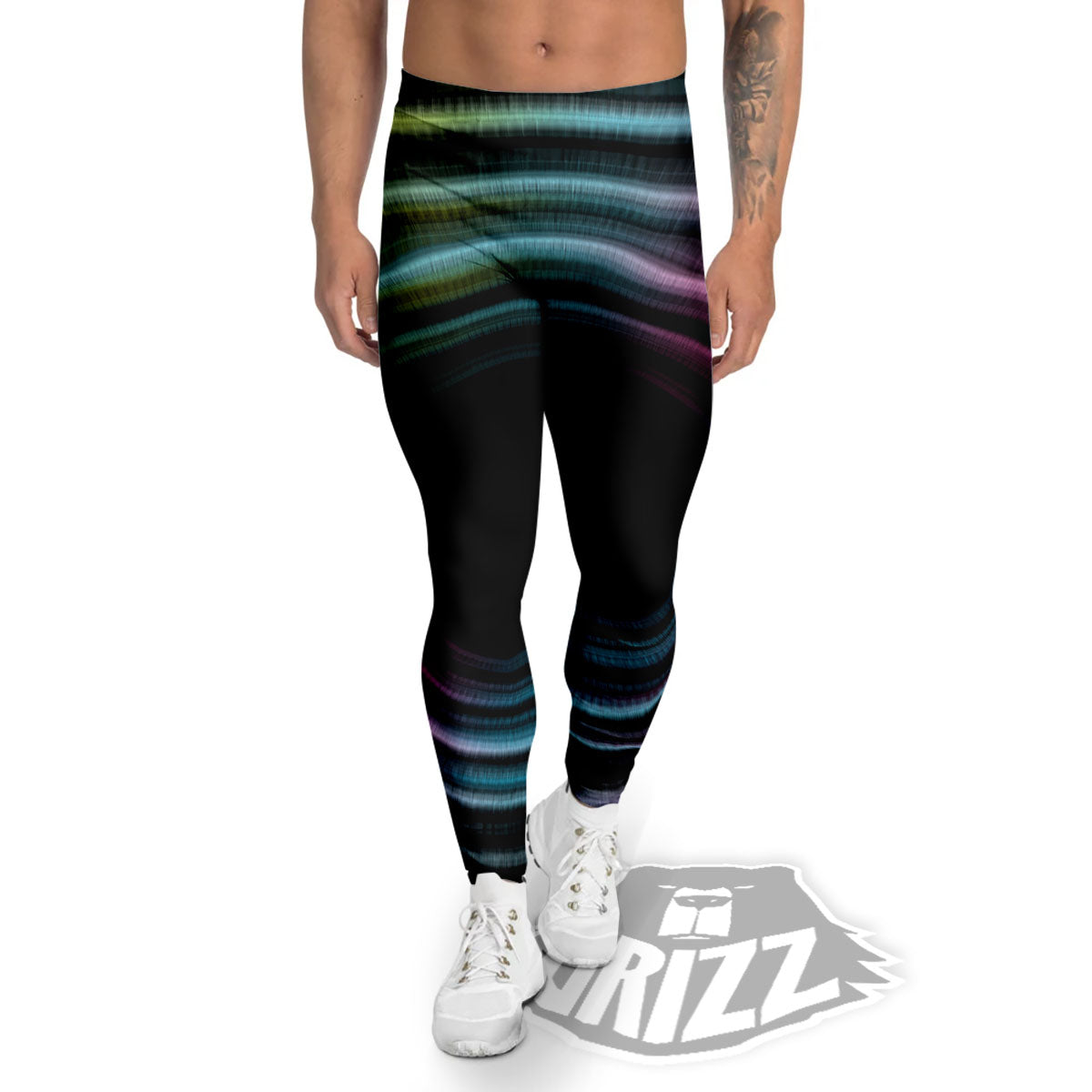 Tunnel Lights Teal And Pink Print Men's Leggings-grizzshop