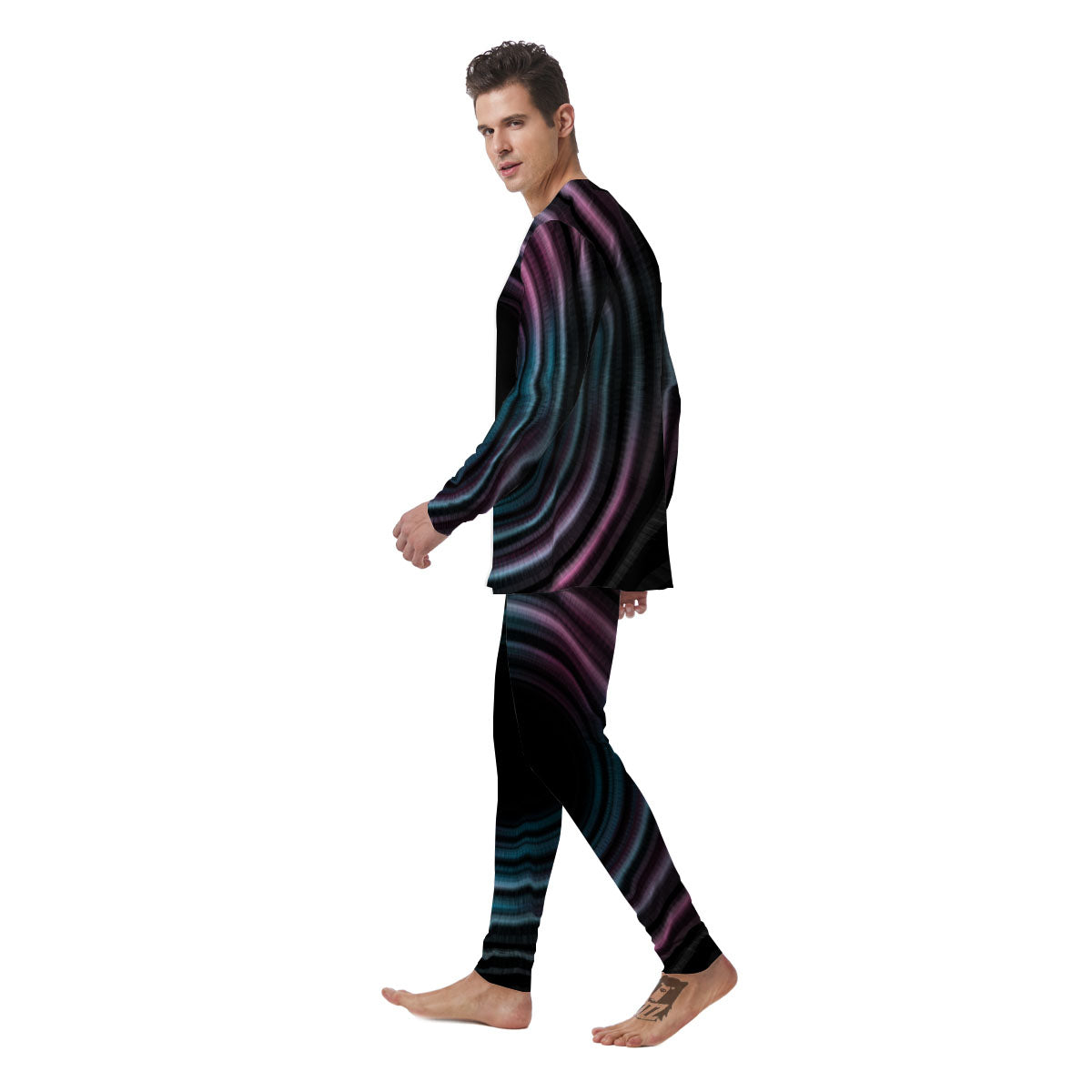 Tunnel Lights Teal And Pink Print Men's Pajamas-grizzshop