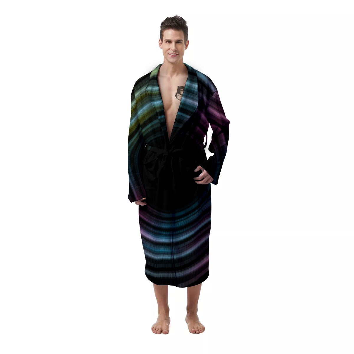 Tunnel Lights Teal And Pink Print Men's Robe-grizzshop