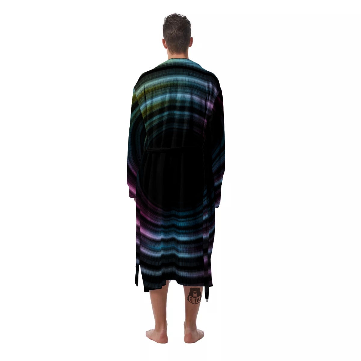 Tunnel Lights Teal And Pink Print Men's Robe-grizzshop