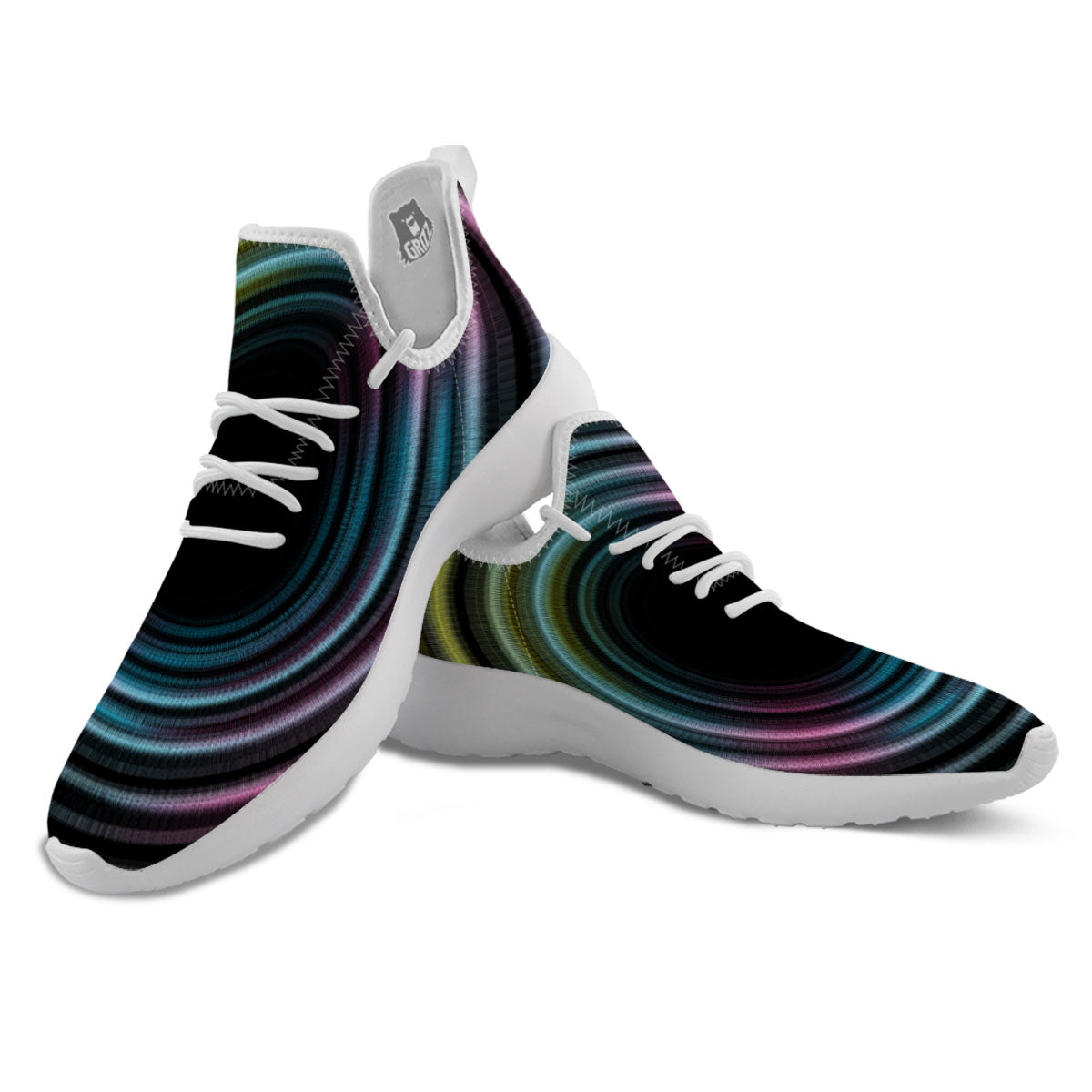 Tunnel Lights Teal And Pink Print White Athletic Shoes-grizzshop