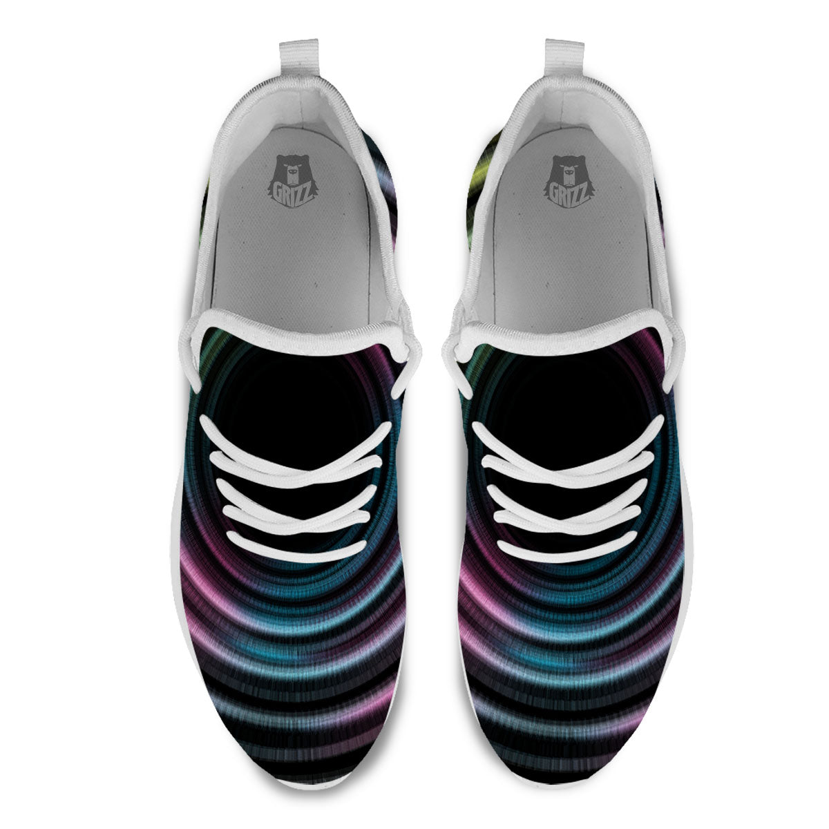 Tunnel Lights Teal And Pink Print White Athletic Shoes-grizzshop
