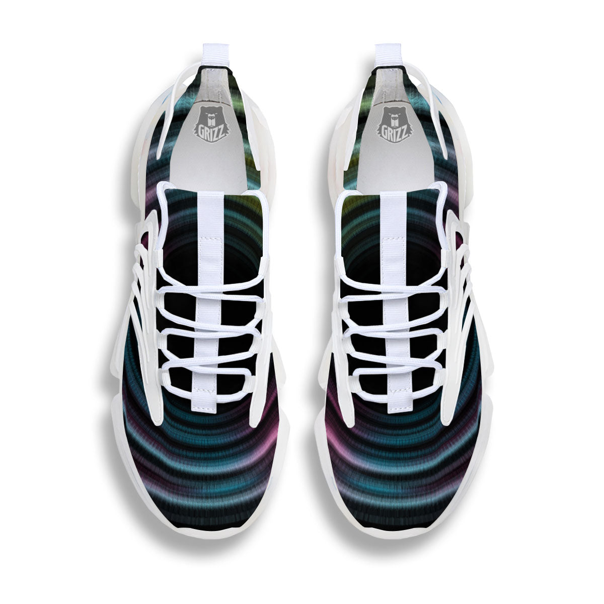 Tunnel Lights Teal And Pink Print White Gym Shoes-grizzshop