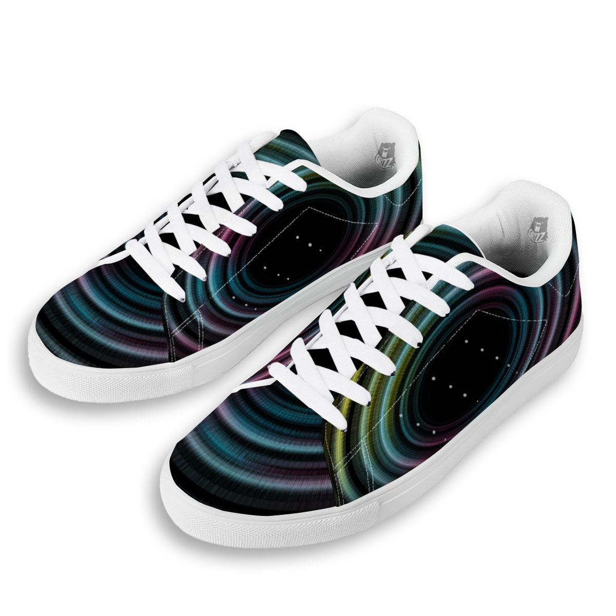 Tunnel Lights Teal And Pink Print White Low Top Sneakers-grizzshop