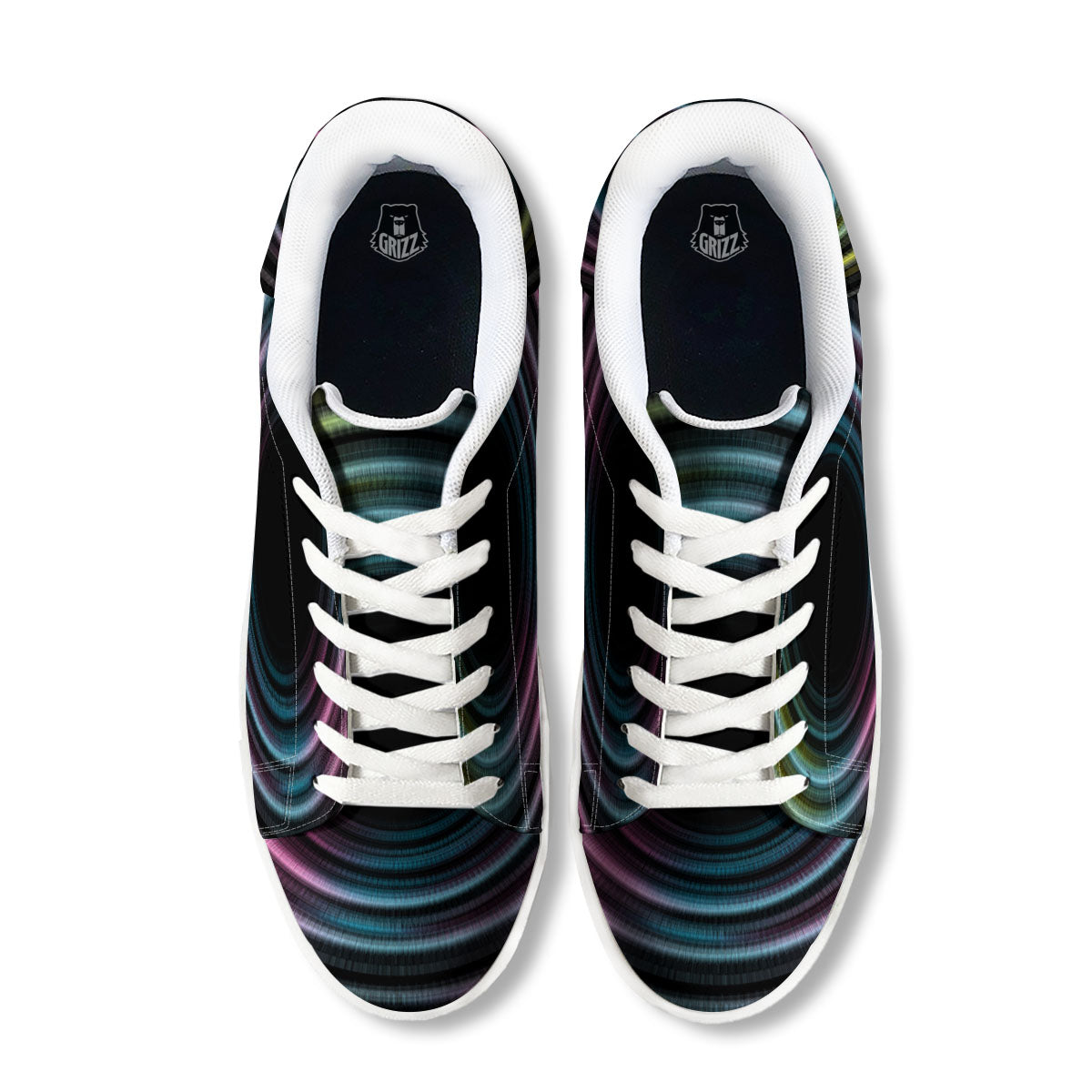 Tunnel Lights Teal And Pink Print White Low Top Sneakers-grizzshop