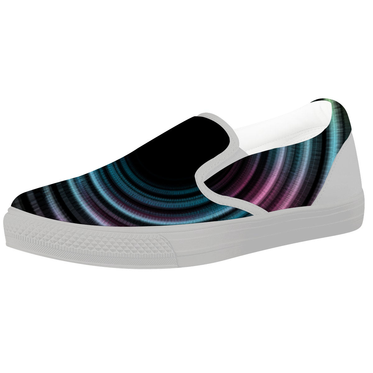 Tunnel Lights Teal And Pink Print White Slip On Shoes-grizzshop