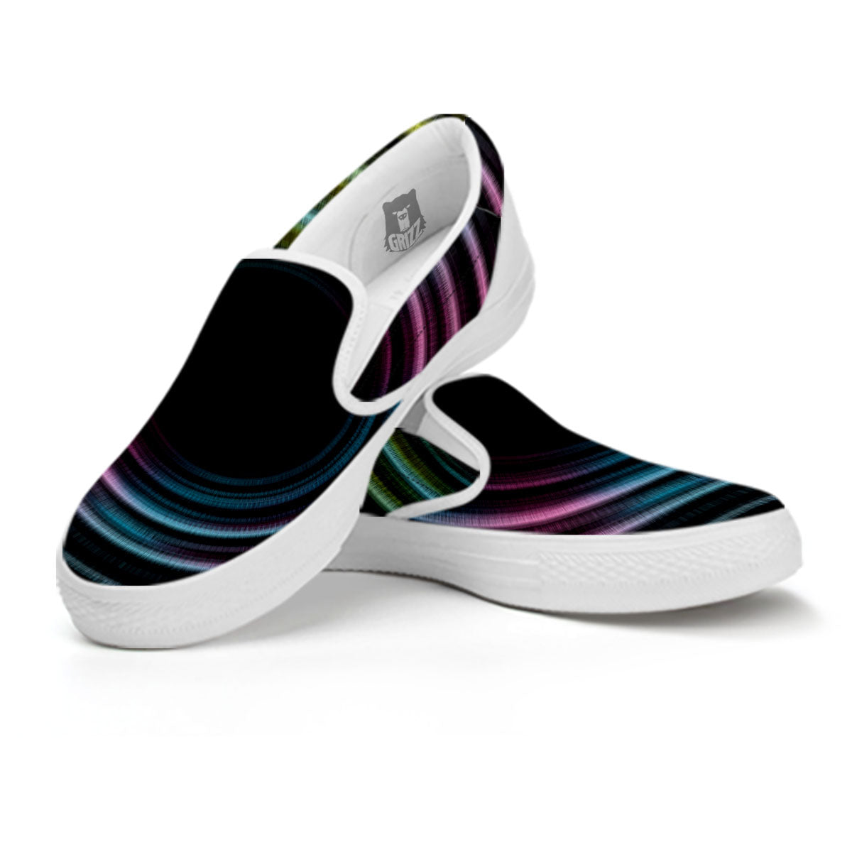 Tunnel Lights Teal And Pink Print White Slip On Shoes-grizzshop