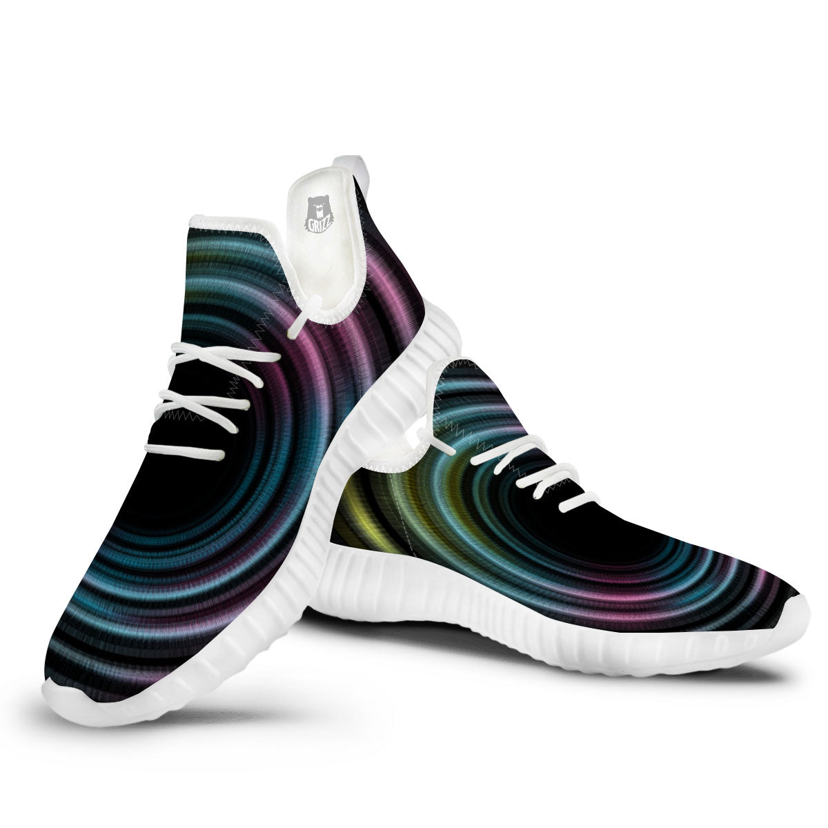 Tunnel Lights Teal And Pink Print White Walking Shoes-grizzshop