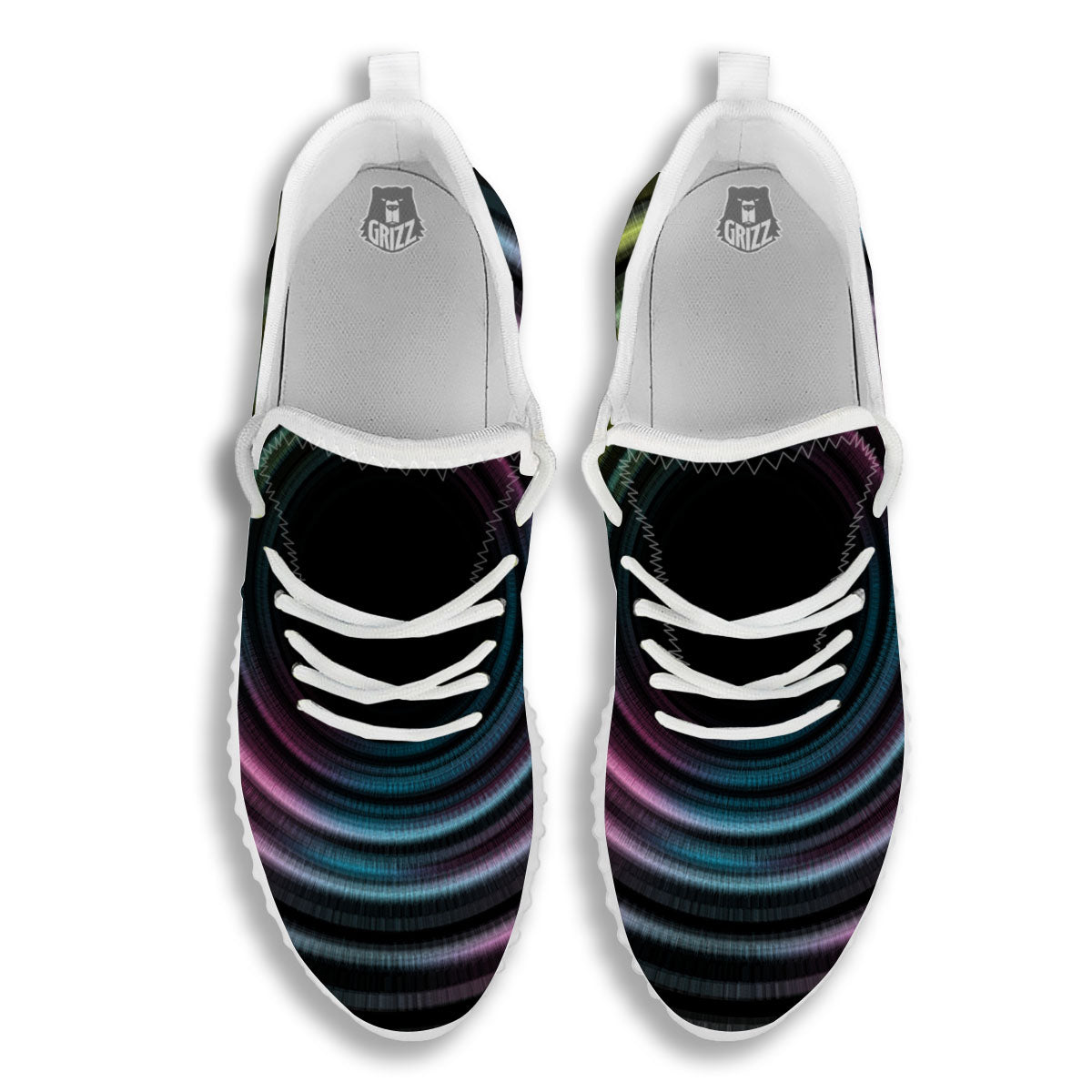 Tunnel Lights Teal And Pink Print White Walking Shoes-grizzshop
