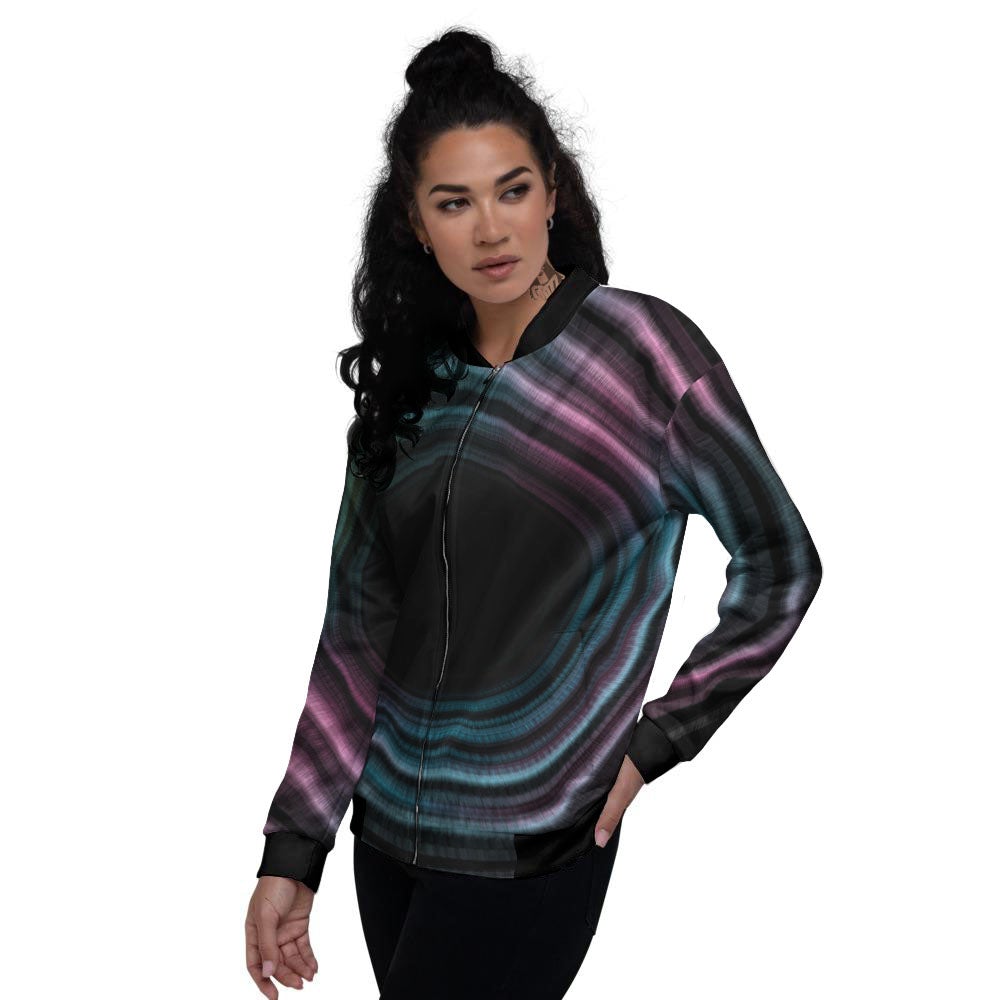 Tunnel Lights Teal And Pink Print Women's Bomber Jacket-grizzshop