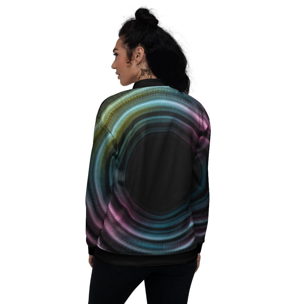 Tunnel Lights Teal And Pink Print Women's Bomber Jacket-grizzshop