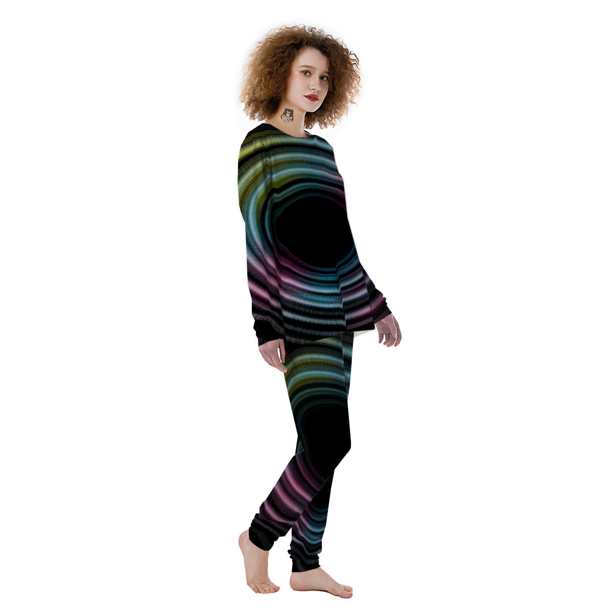 Tunnel Lights Teal And Pink Print Women's Pajamas-grizzshop