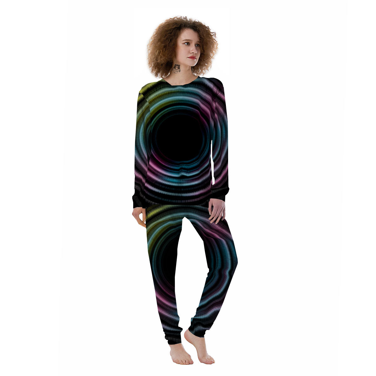 Tunnel Lights Teal And Pink Print Women's Pajamas-grizzshop