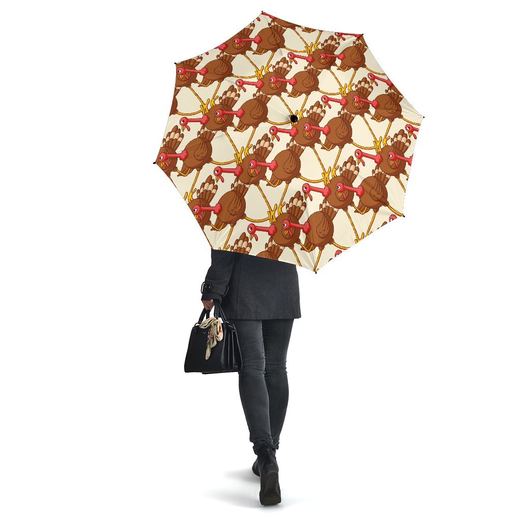 Turkey Thankgiving Pattern Print Automatic Foldable Umbrella-grizzshop