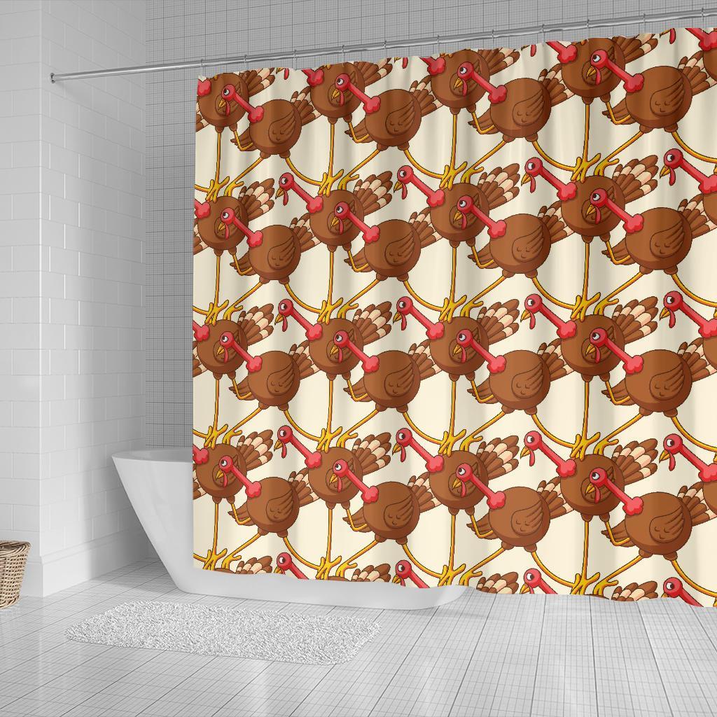 Turkey Thankgiving Pattern Print Bathroom Shower Curtain-grizzshop